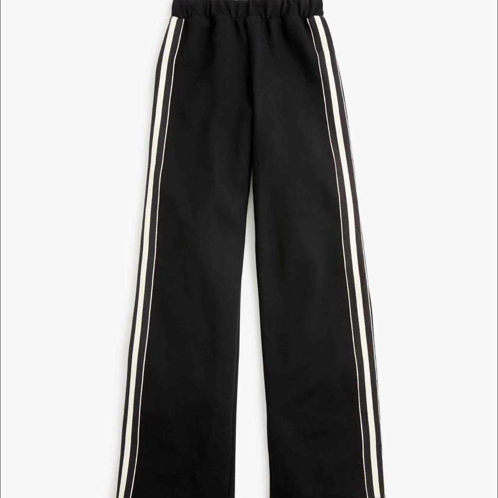 Jcrew + Universal Standard Black Track Pants With Off White Side Stripes